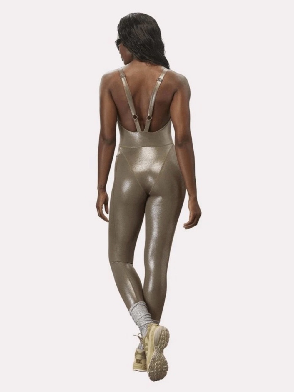Ivy Park Beyonce x Adidas V-Neck Catsuit Women's Medium Metallic Dark Khaki NWT - Picture 2 of 11